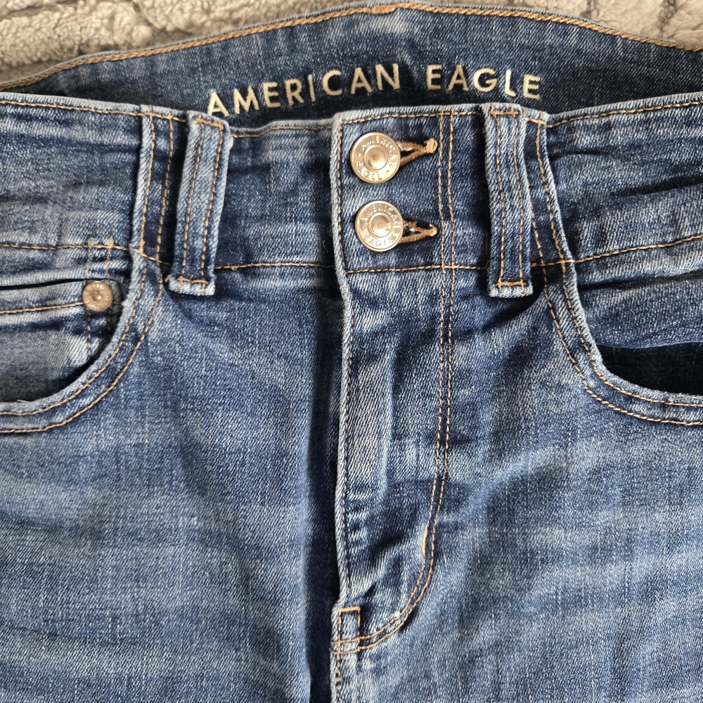 American Eagle Outfitters Women's Size 6 X-long Blue Jeggings High Rise - Picture 5 of 5